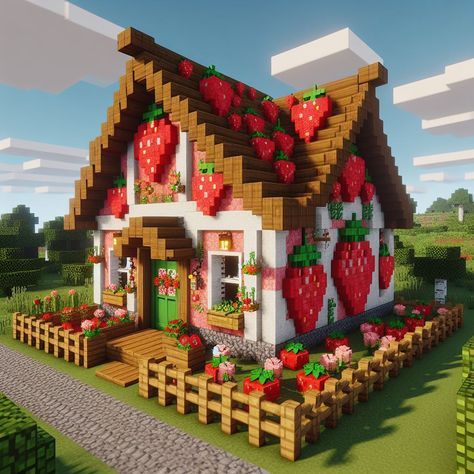 casa morango no minecraft